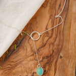 Dainty Lariat in Hubei Turquoise - Golden Road Crafted
