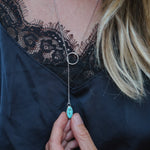 Dainty Lariat in Hubei Turquoise - Golden Road Crafted