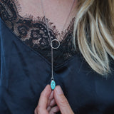 Dainty Lariat in Hubei Turquoise - Golden Road Crafted