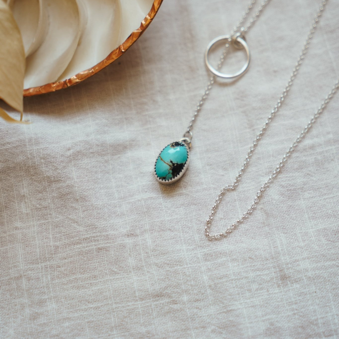 Dainty Lariat in Iron Maiden Turquoise - Golden Road Crafted