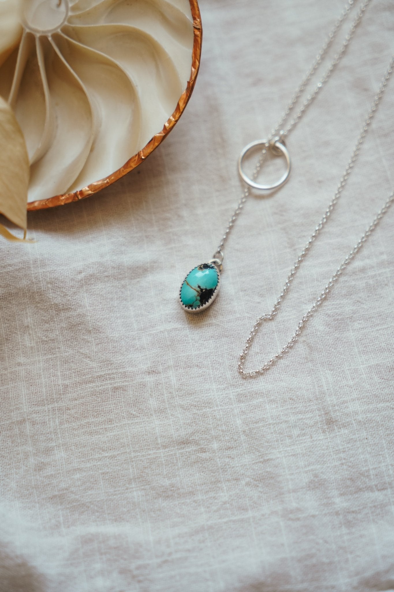 Dainty Lariat in Iron Maiden Turquoise - Golden Road Crafted