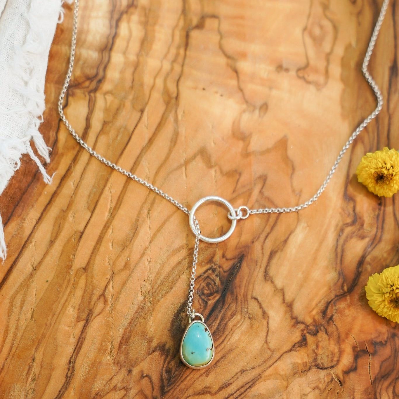 Dainty Lariat in Iron Maiden Turquoise - Golden Road Crafted