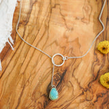 Dainty Lariat in Iron Maiden Turquoise - Golden Road Crafted