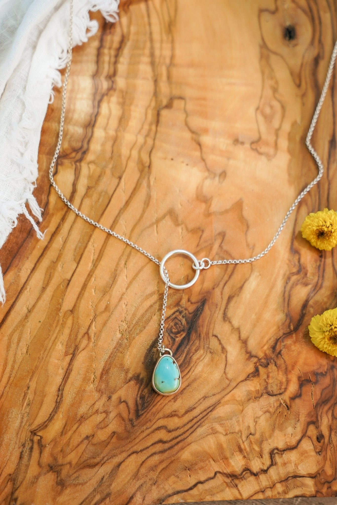 Dainty Lariat in Iron Maiden Turquoise - Golden Road Crafted