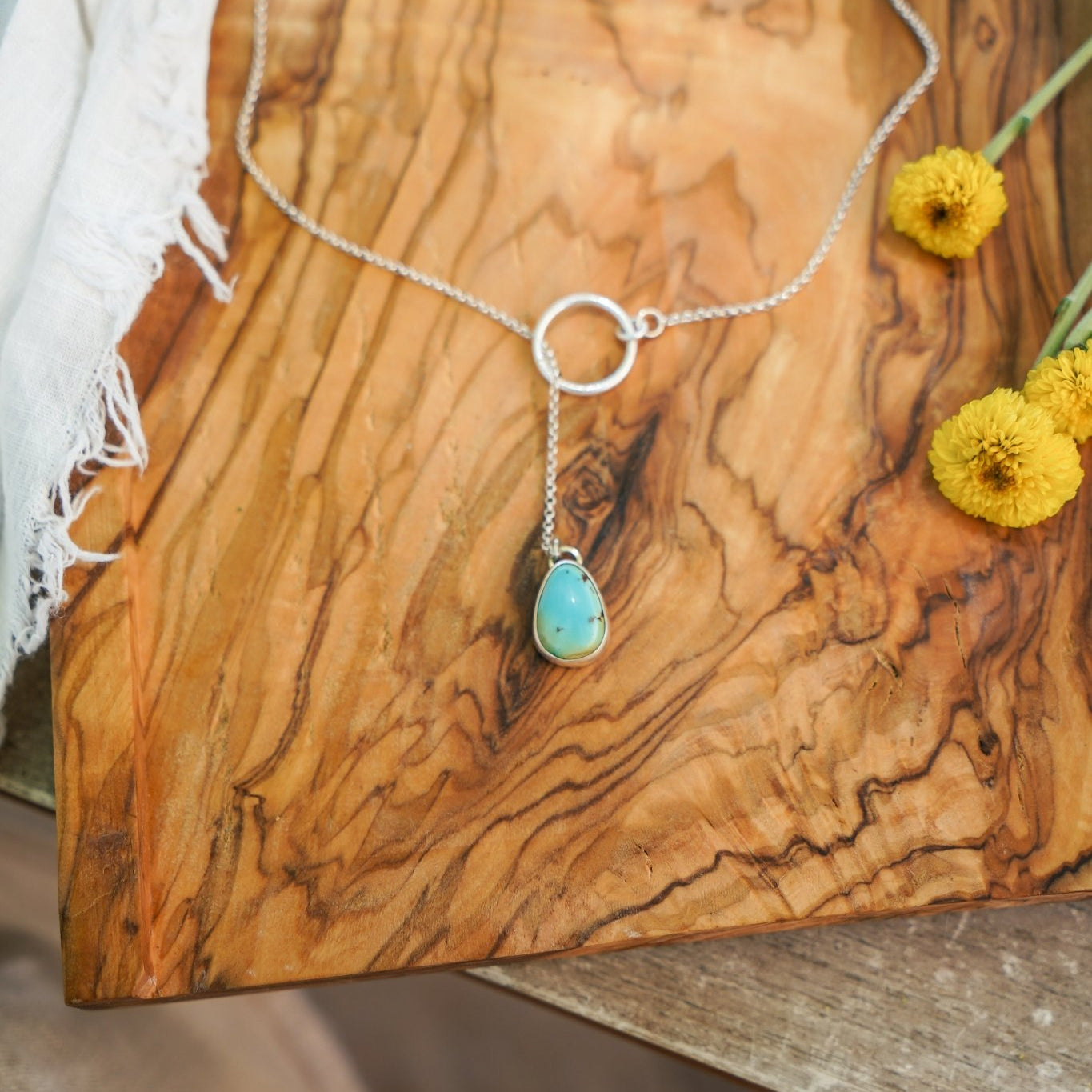 Dainty Lariat in Iron Maiden Turquoise - Golden Road Crafted