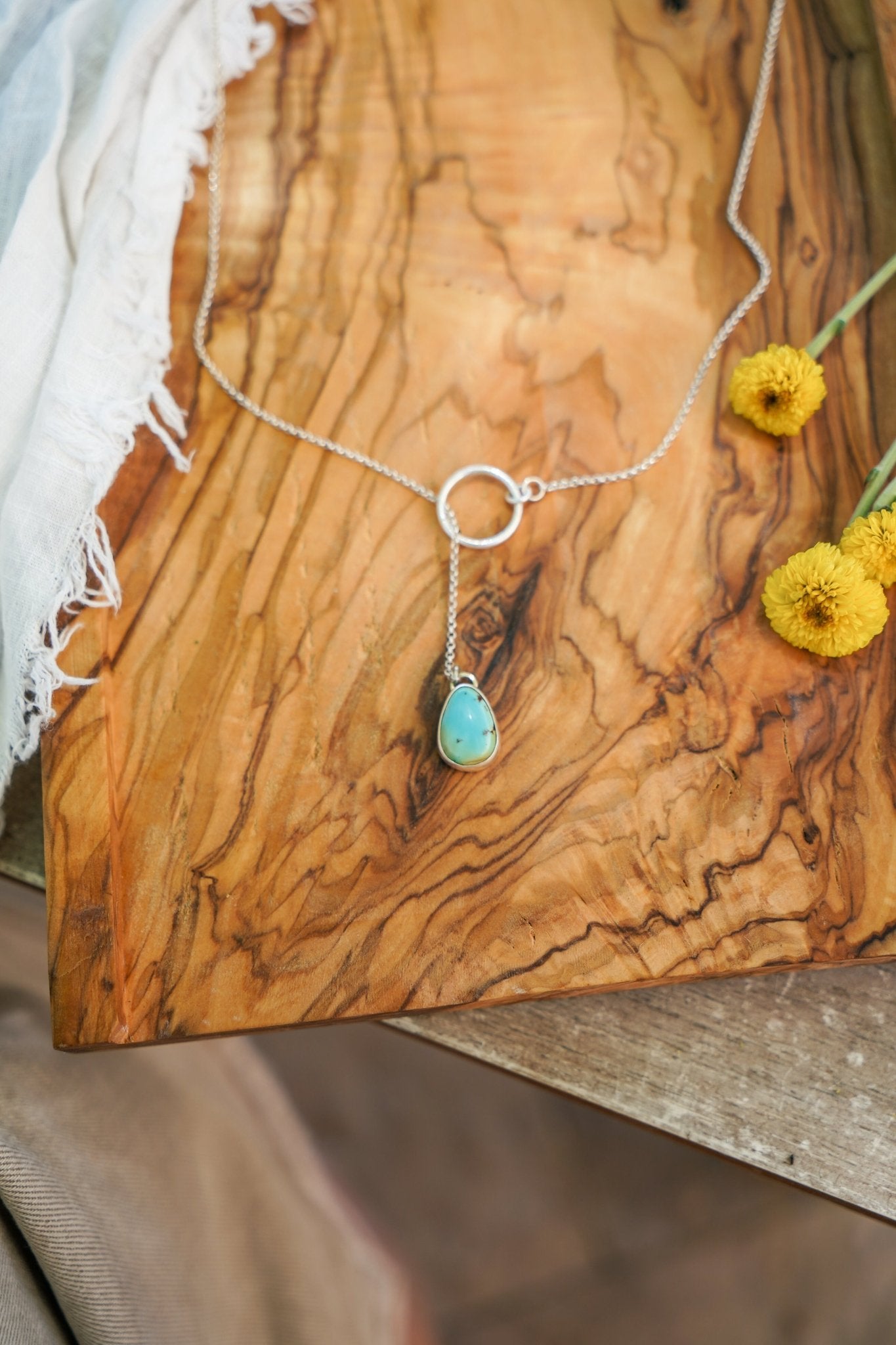 Dainty Lariat in Iron Maiden Turquoise - Golden Road Crafted