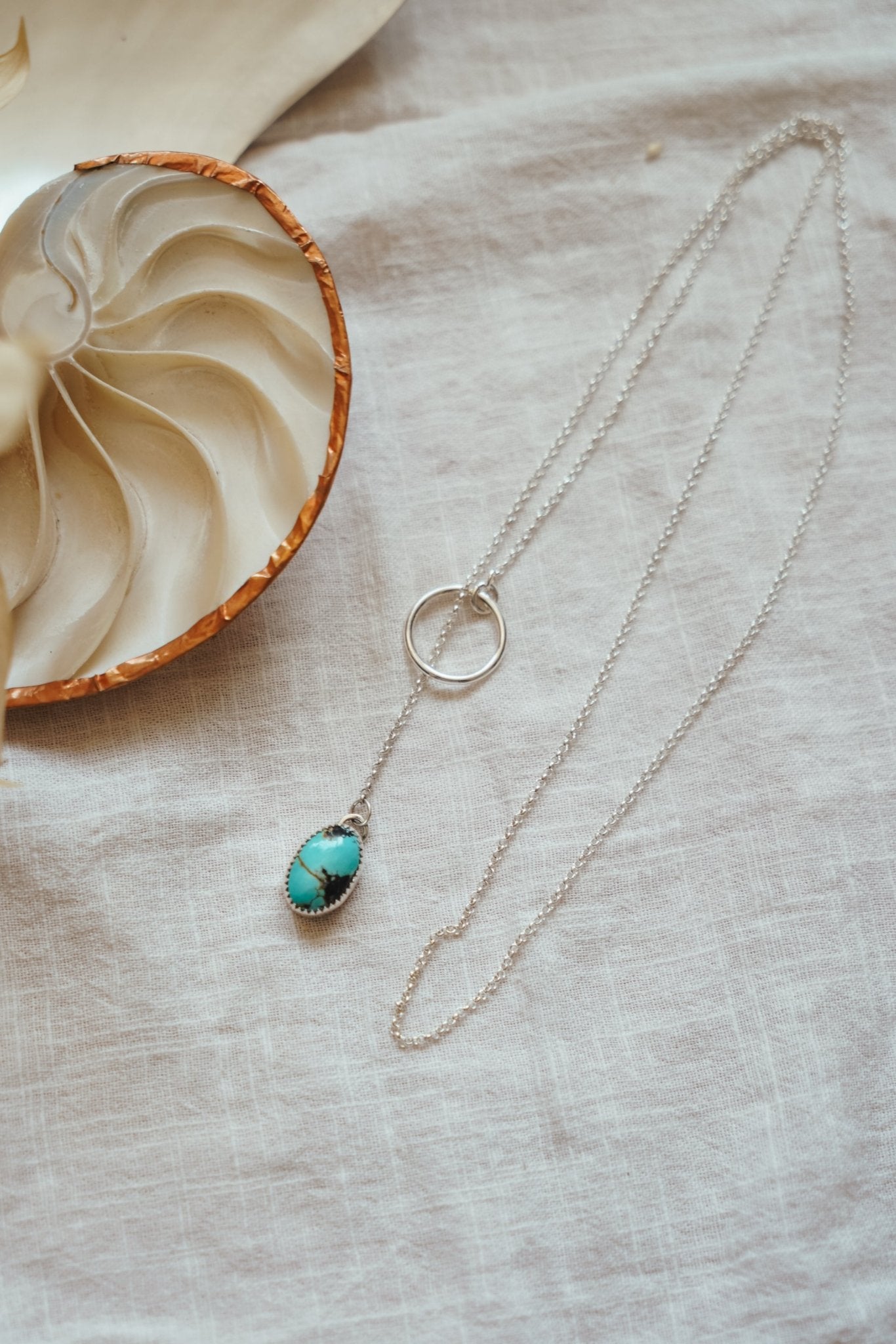 Dainty Lariat in Iron Maiden Turquoise - Golden Road Crafted