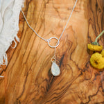 Dainty Lariat in Moonstone - Golden Road Crafted