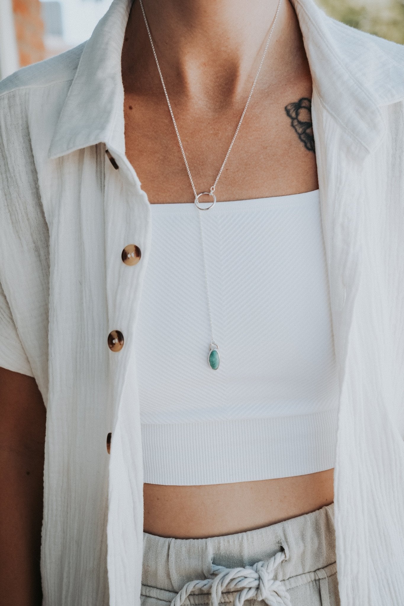 Dainty Lariat in Nevada Fox Turquoise - Golden Road Crafted