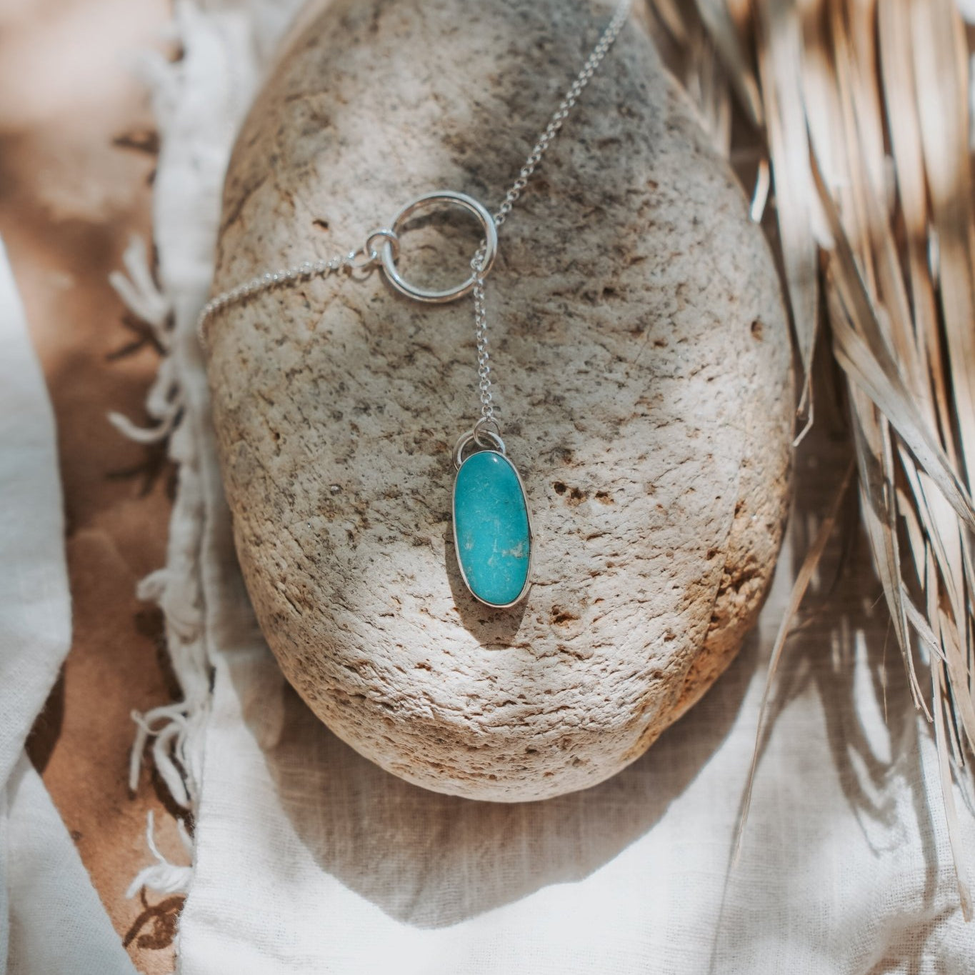 Dainty Lariat in Nevada Fox Turquoise - Golden Road Crafted