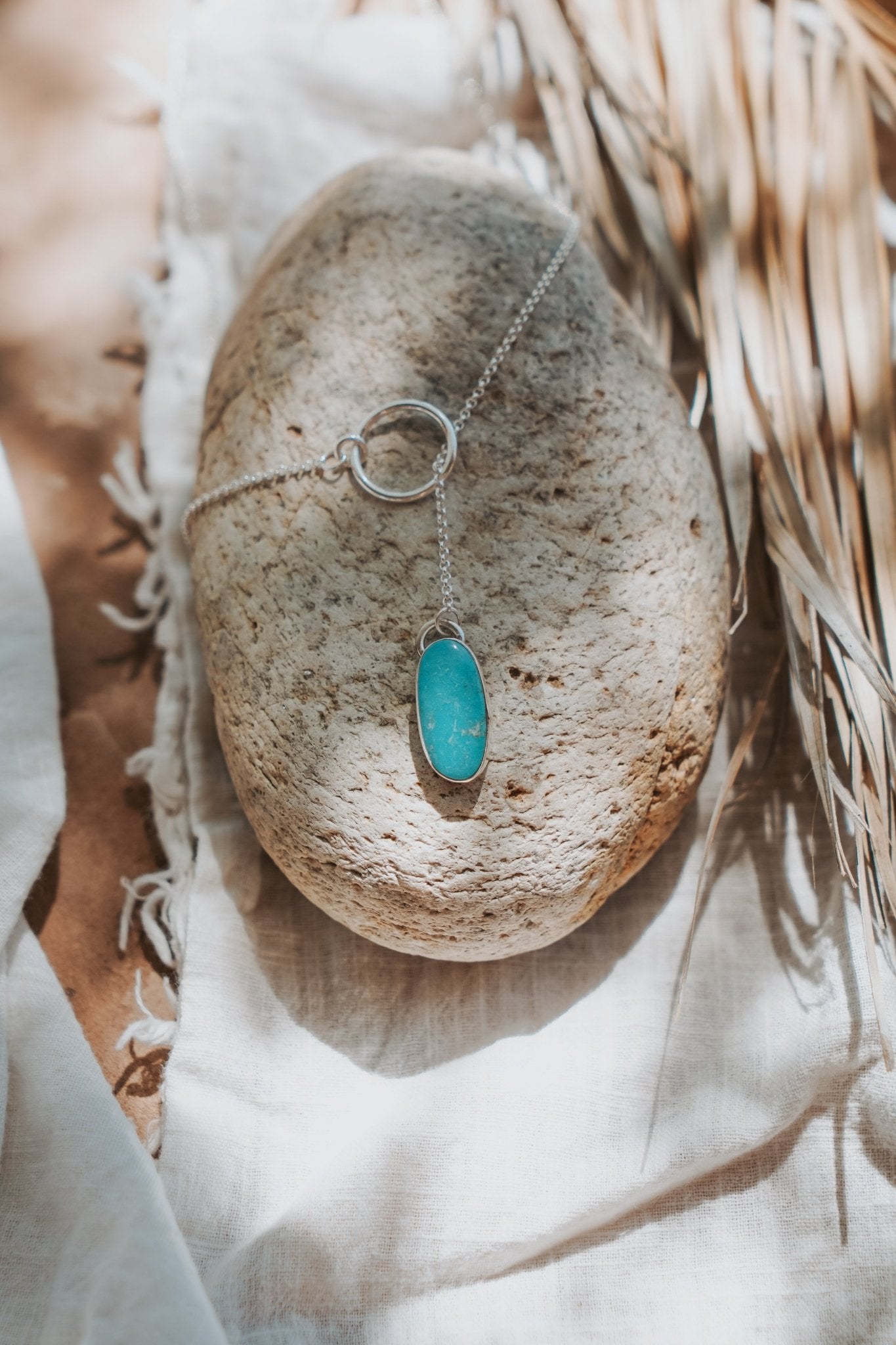 Dainty Lariat in Nevada Fox Turquoise - Golden Road Crafted