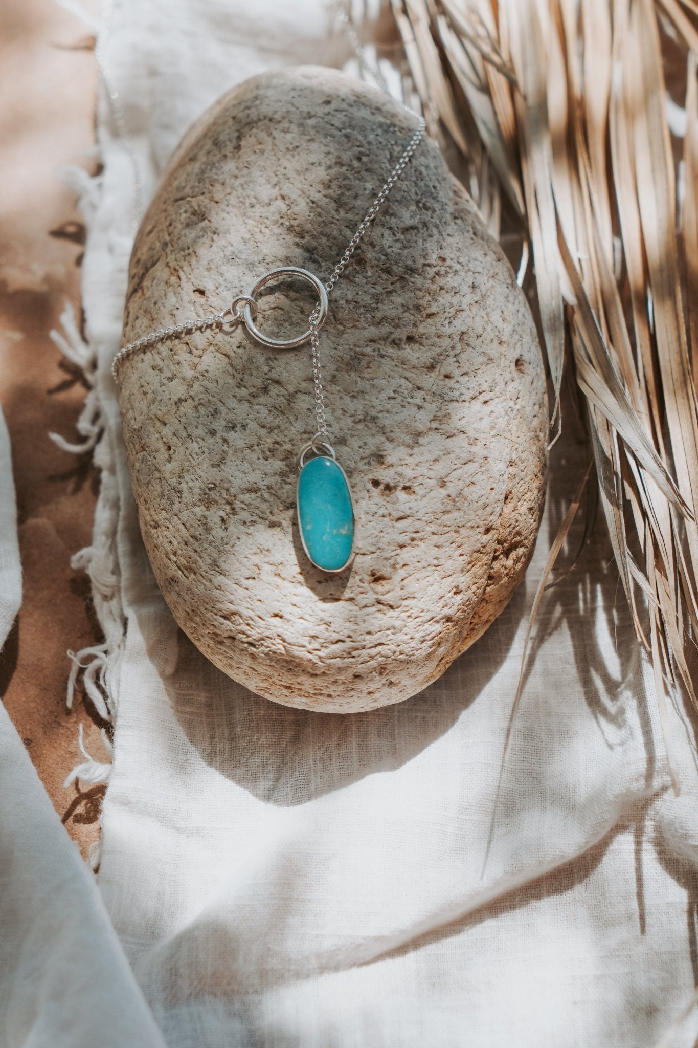 Dainty Lariat in Nevada Fox Turquoise - Golden Road Crafted