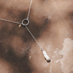 Dainty Lariat in Pearl - Golden Road Crafted