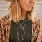 Dainty Lariat in Pearl - Golden Road Crafted
