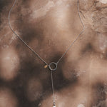 Dainty Lariat in Pearl - Golden Road Crafted