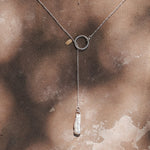 Dainty Lariat in Pearl - Golden Road Crafted