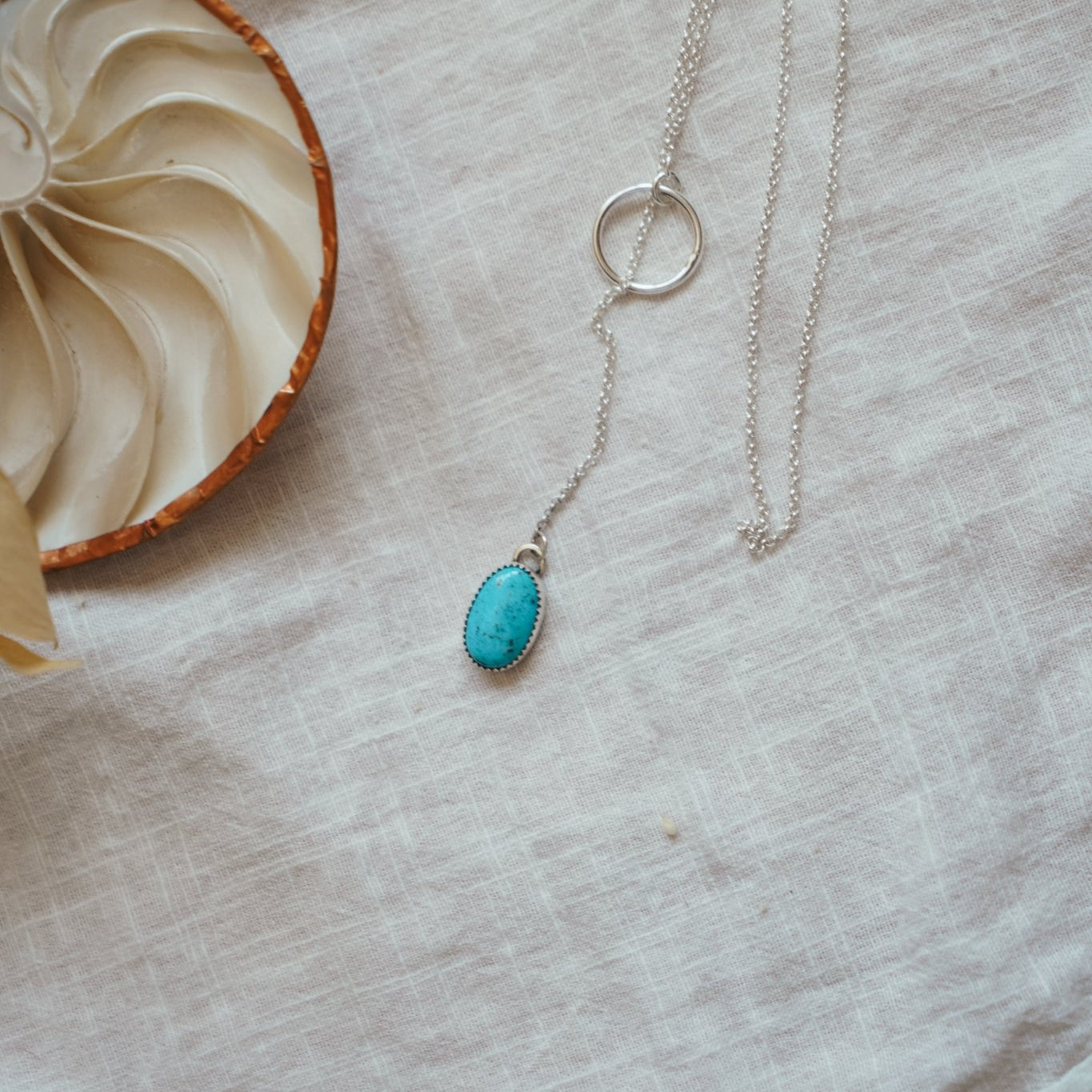 Dainty Lariat in Sonoran Gem Turquoise - Golden Road Crafted