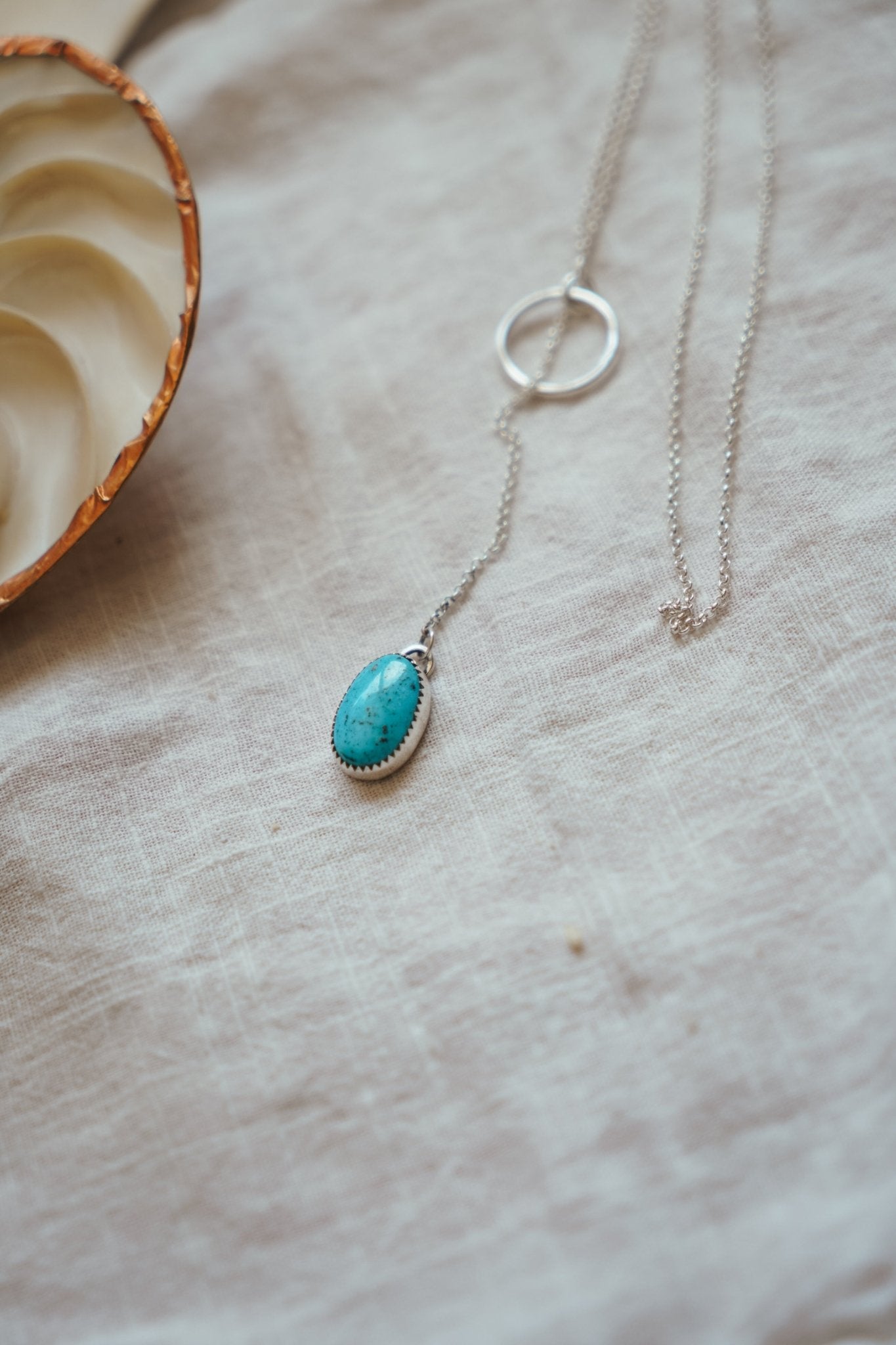 Dainty Lariat in Sonoran Gem Turquoise - Golden Road Crafted