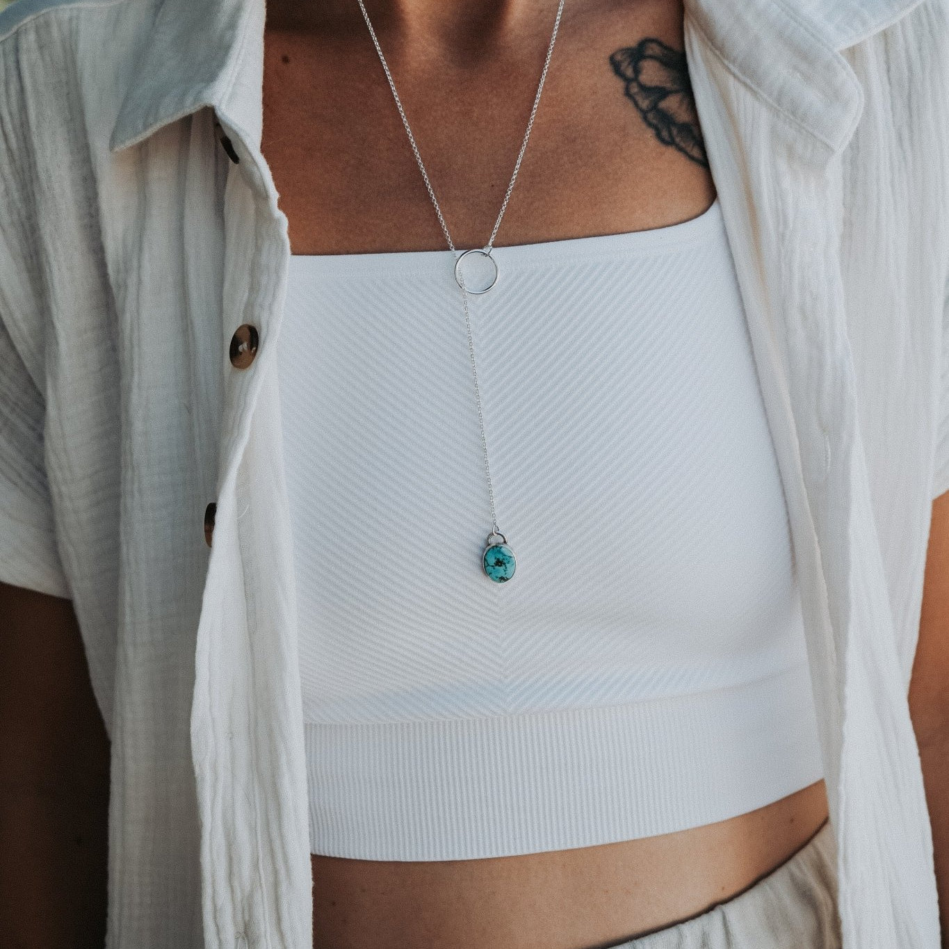 Dainty Lariat in Turquoise Mountain - Golden Road Crafted