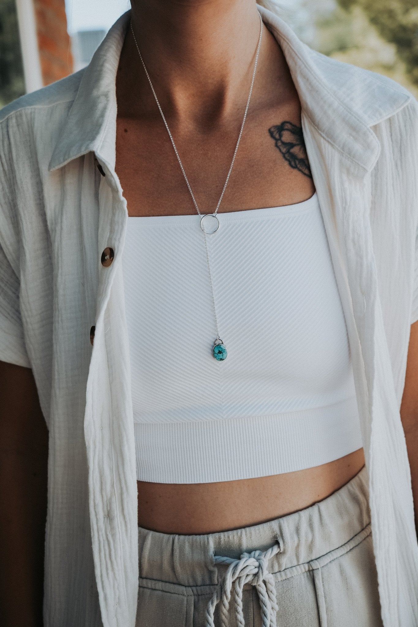 Dainty Lariat in Turquoise Mountain - Golden Road Crafted