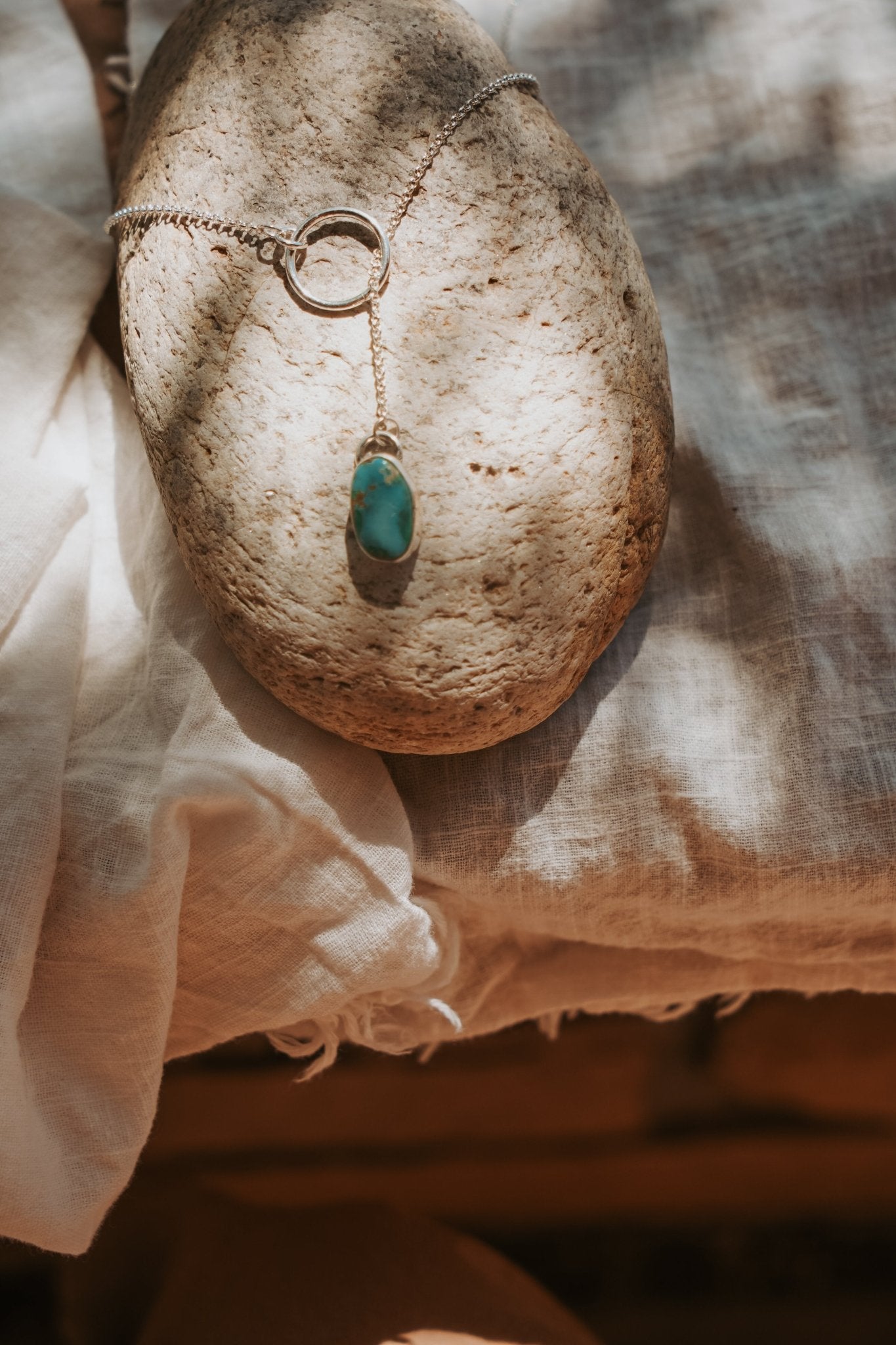 Dainty Lariat in Turquoise Mountain - Golden Road Crafted
