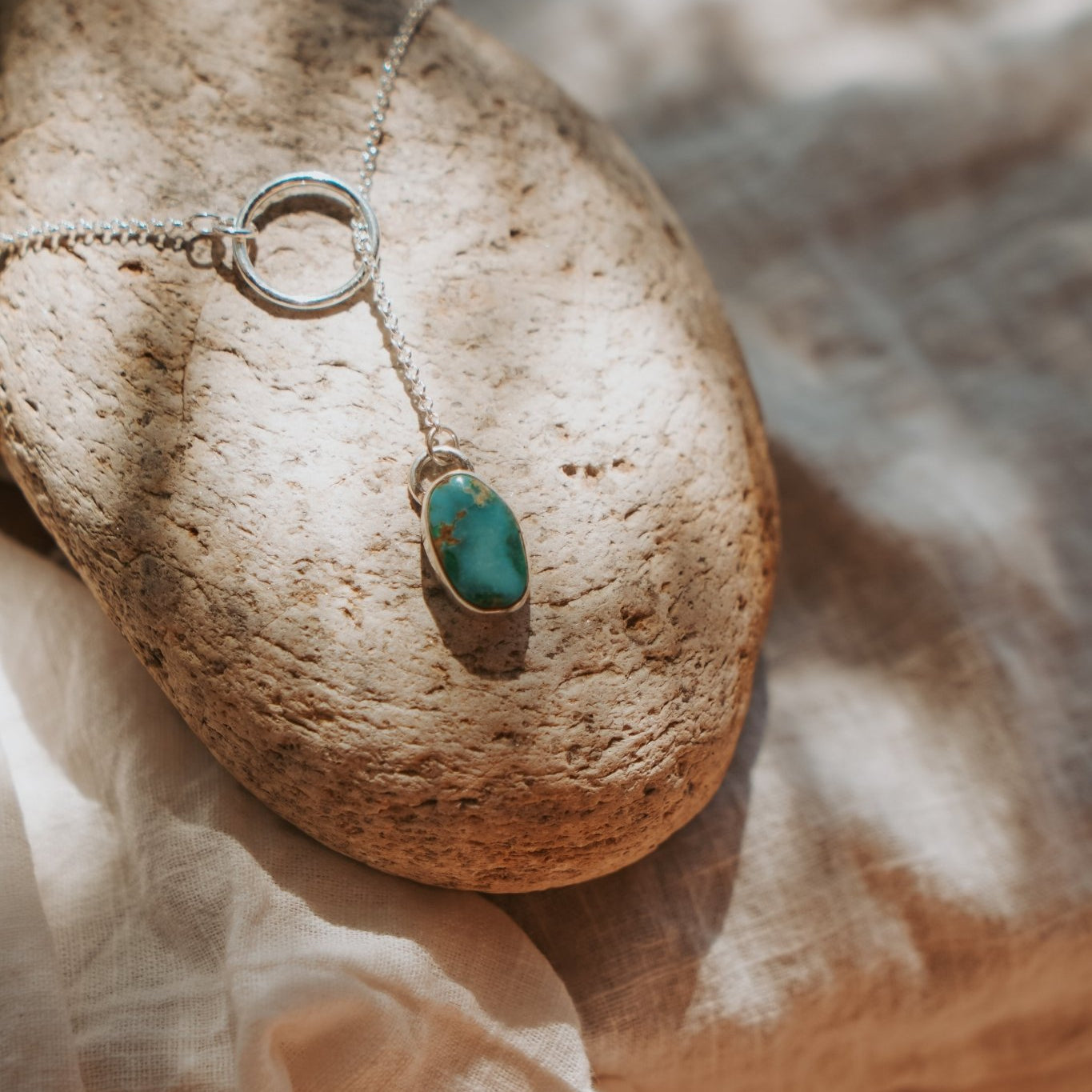 Dainty Lariat in Turquoise Mountain - Golden Road Crafted