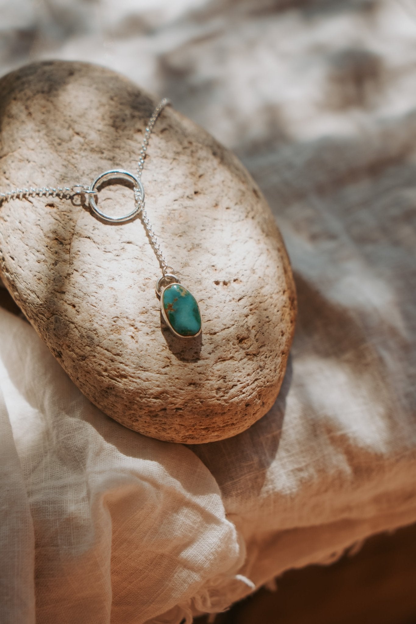Dainty Lariat in Turquoise Mountain - Golden Road Crafted