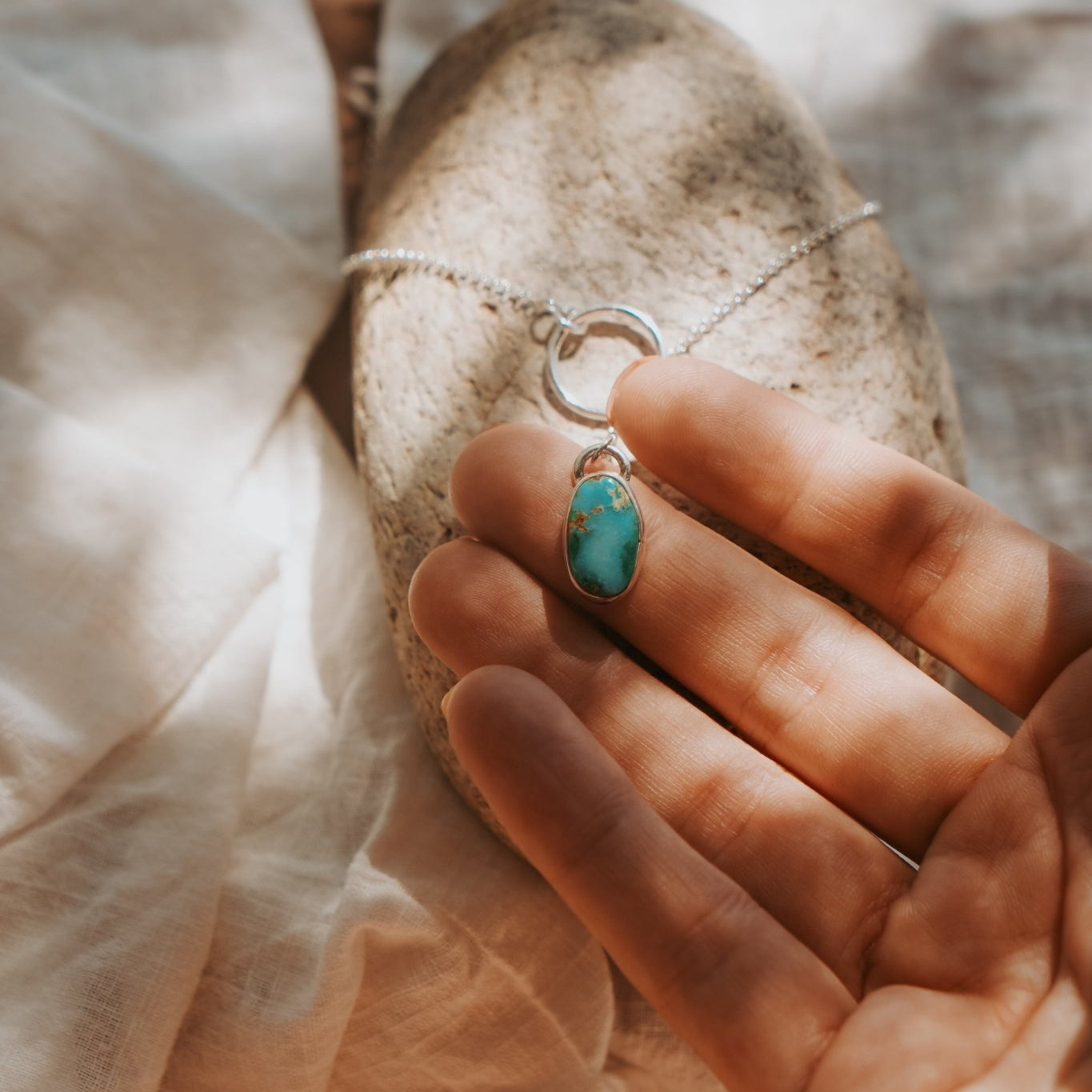 Dainty Lariat in Turquoise Mountain - Golden Road Crafted
