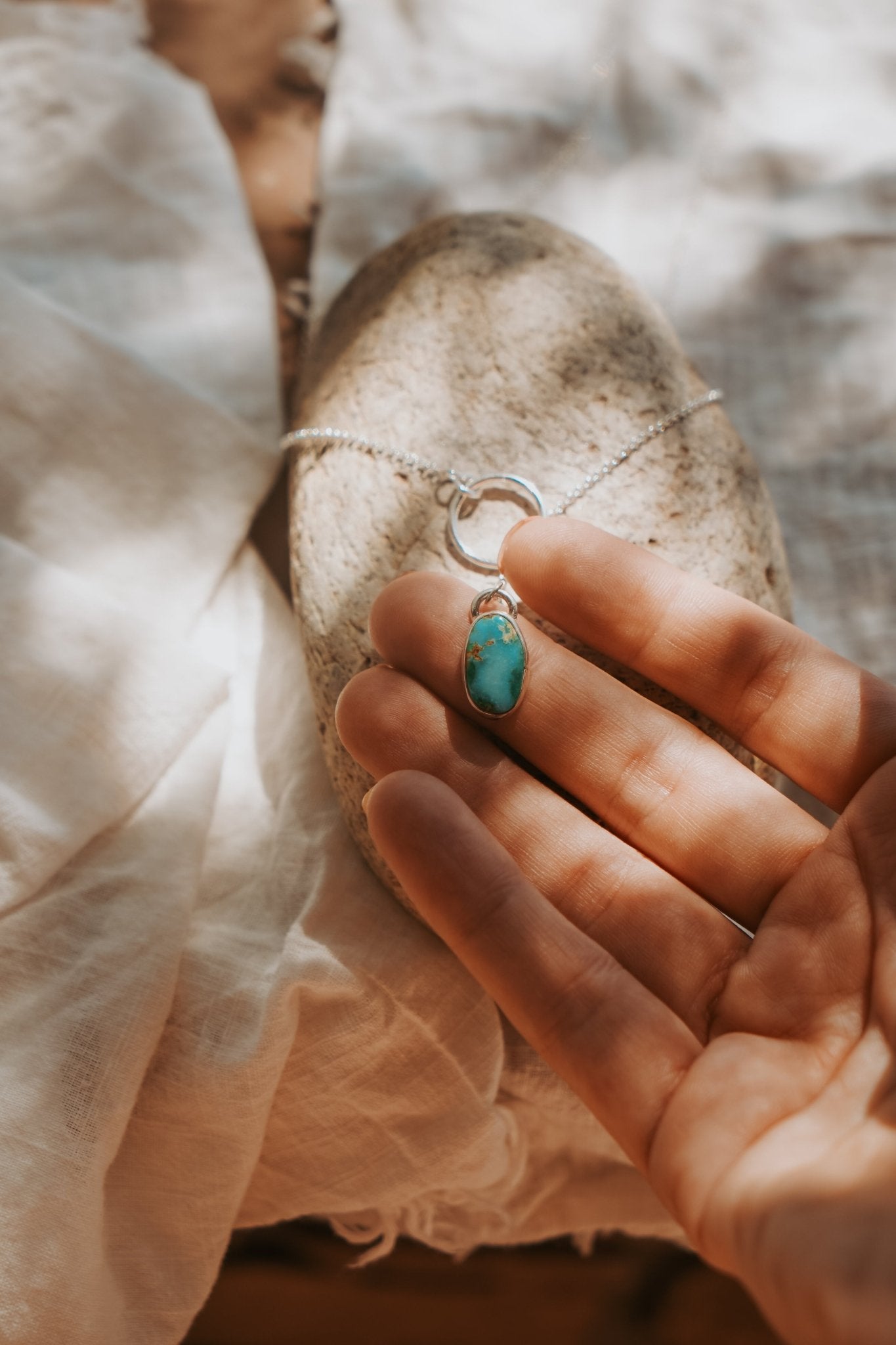 Dainty Lariat in Turquoise Mountain - Golden Road Crafted