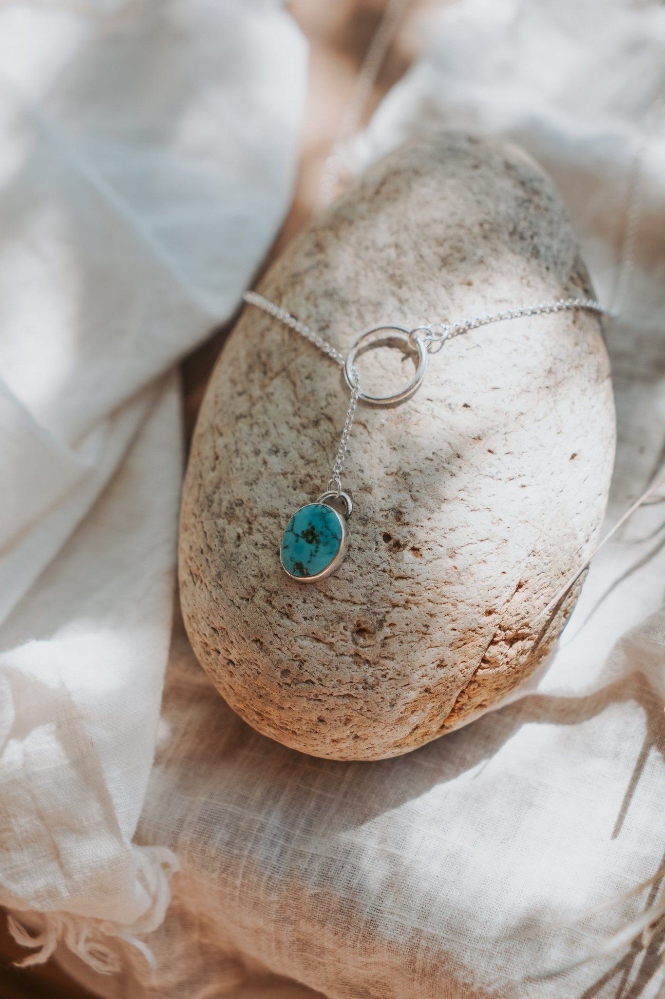 Dainty Lariat in Turquoise Mountain - Golden Road Crafted