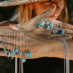 Dainty Lariat in Whitewater Turquois - Golden Road Crafted