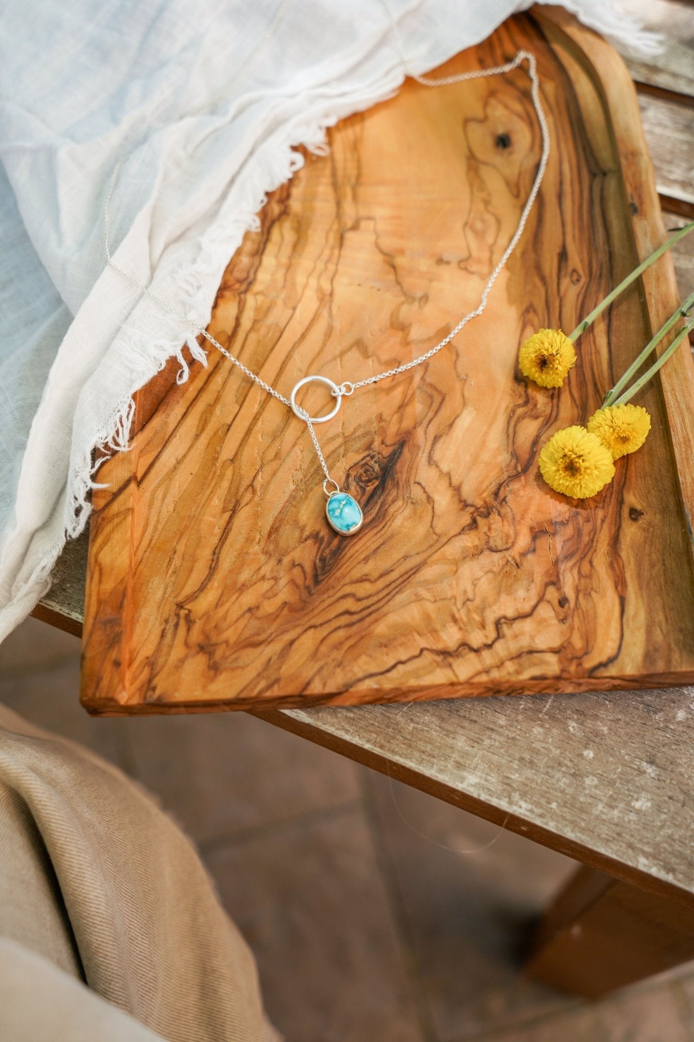 Dainty Lariat in Whitewater Turquoise - Golden Road Crafted