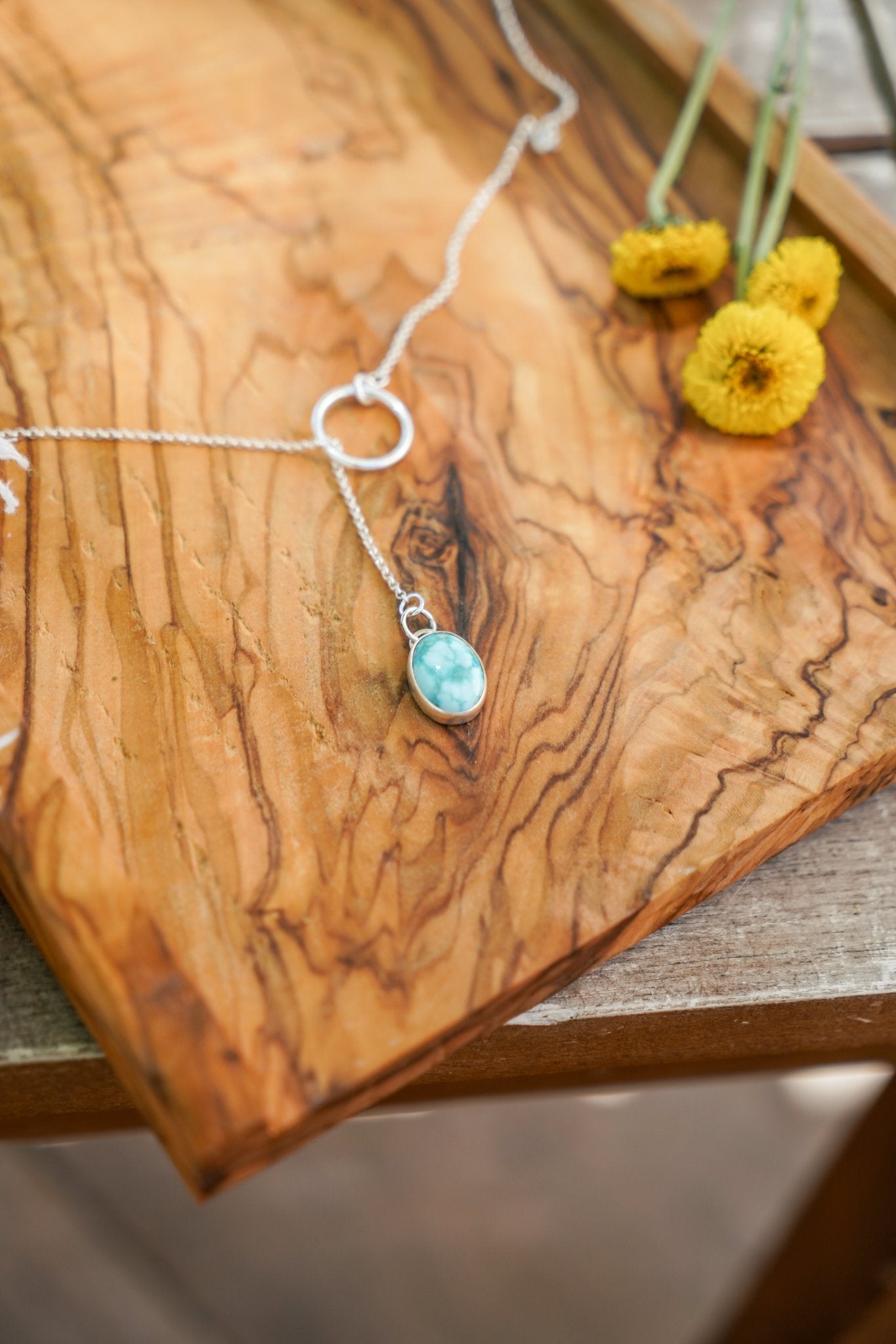 Dainty Lariat in Whitewater Turquoise - Golden Road Crafted