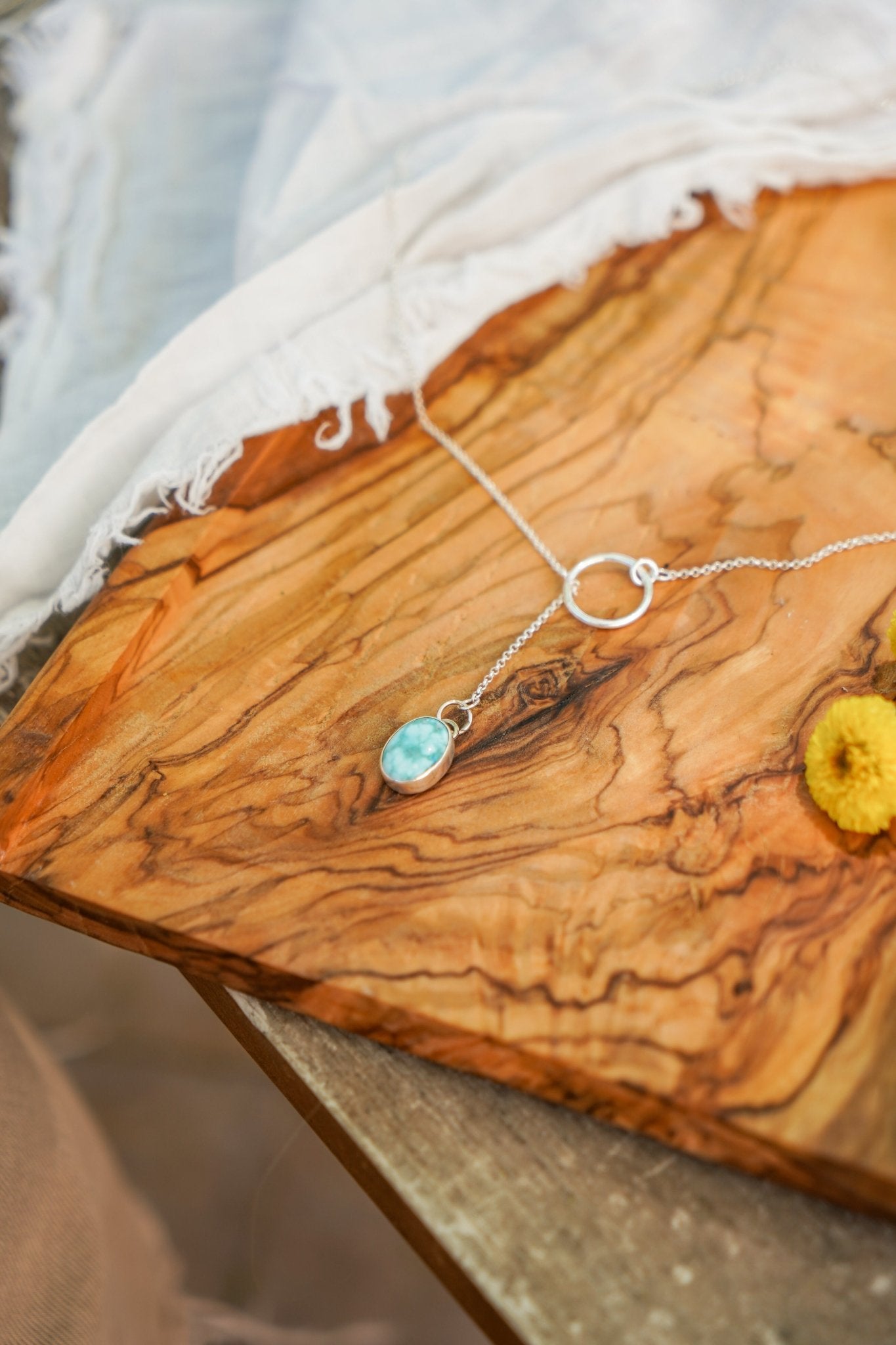 Dainty Lariat in Whitewater Turquoise - Golden Road Crafted