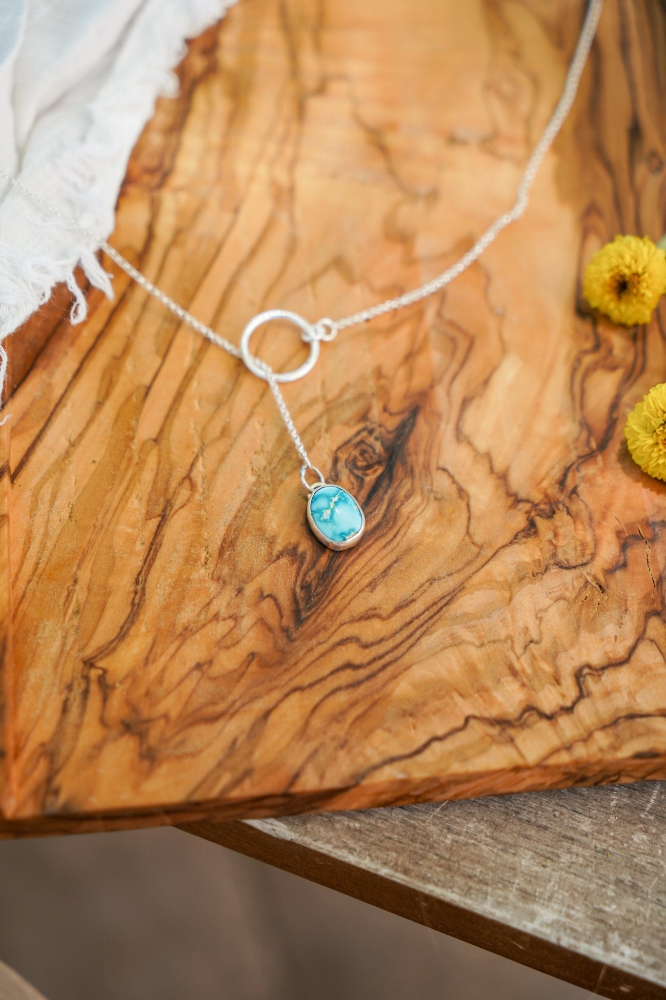 Dainty Lariat in Whitewater Turquoise - Golden Road Crafted