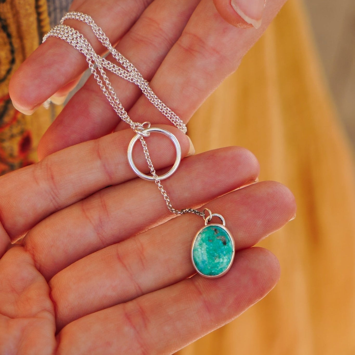Dainty Lariat in Whitewater Turquoise - Golden Road Crafted