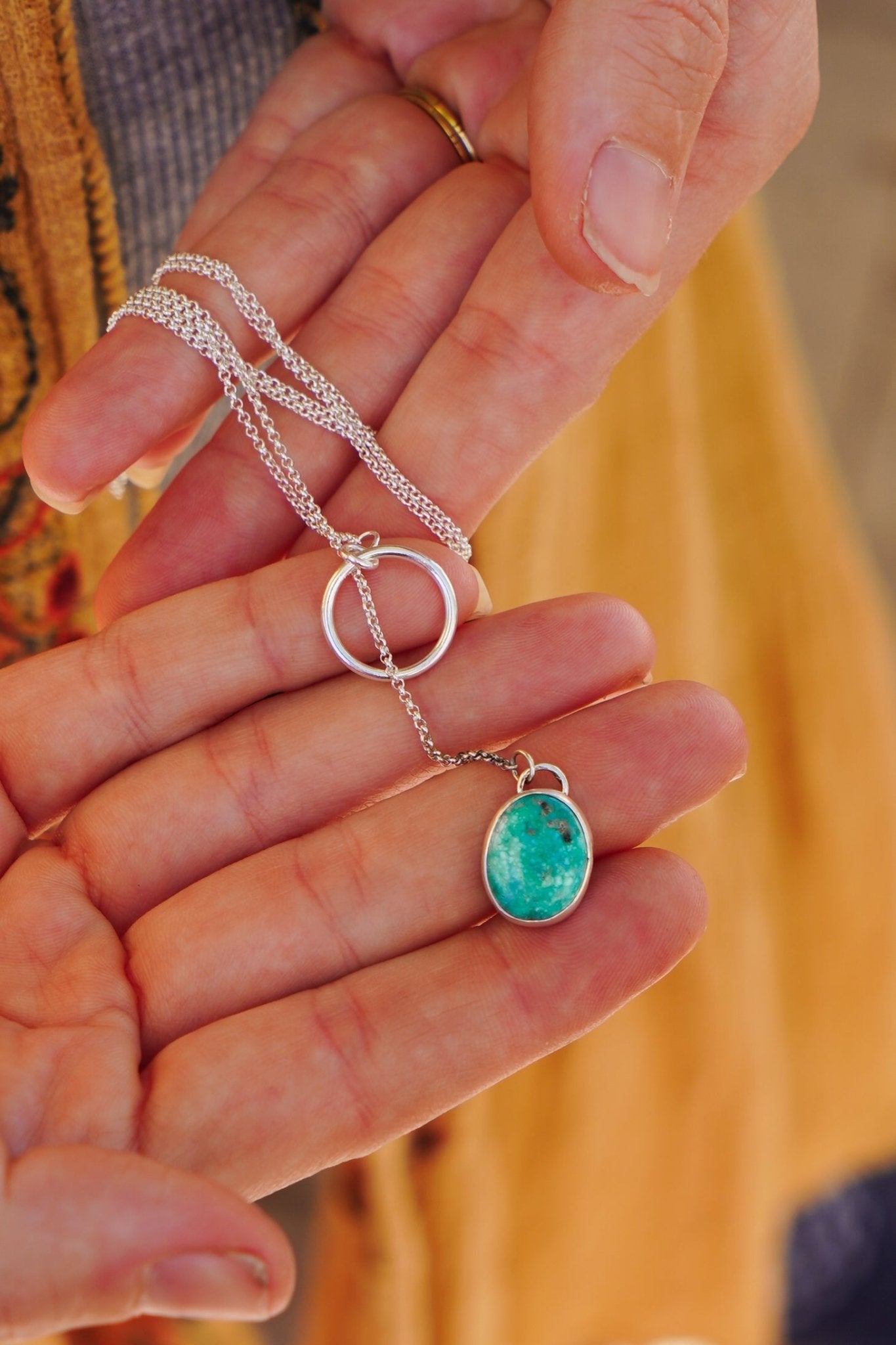 Dainty Lariat in Whitewater Turquoise - Golden Road Crafted