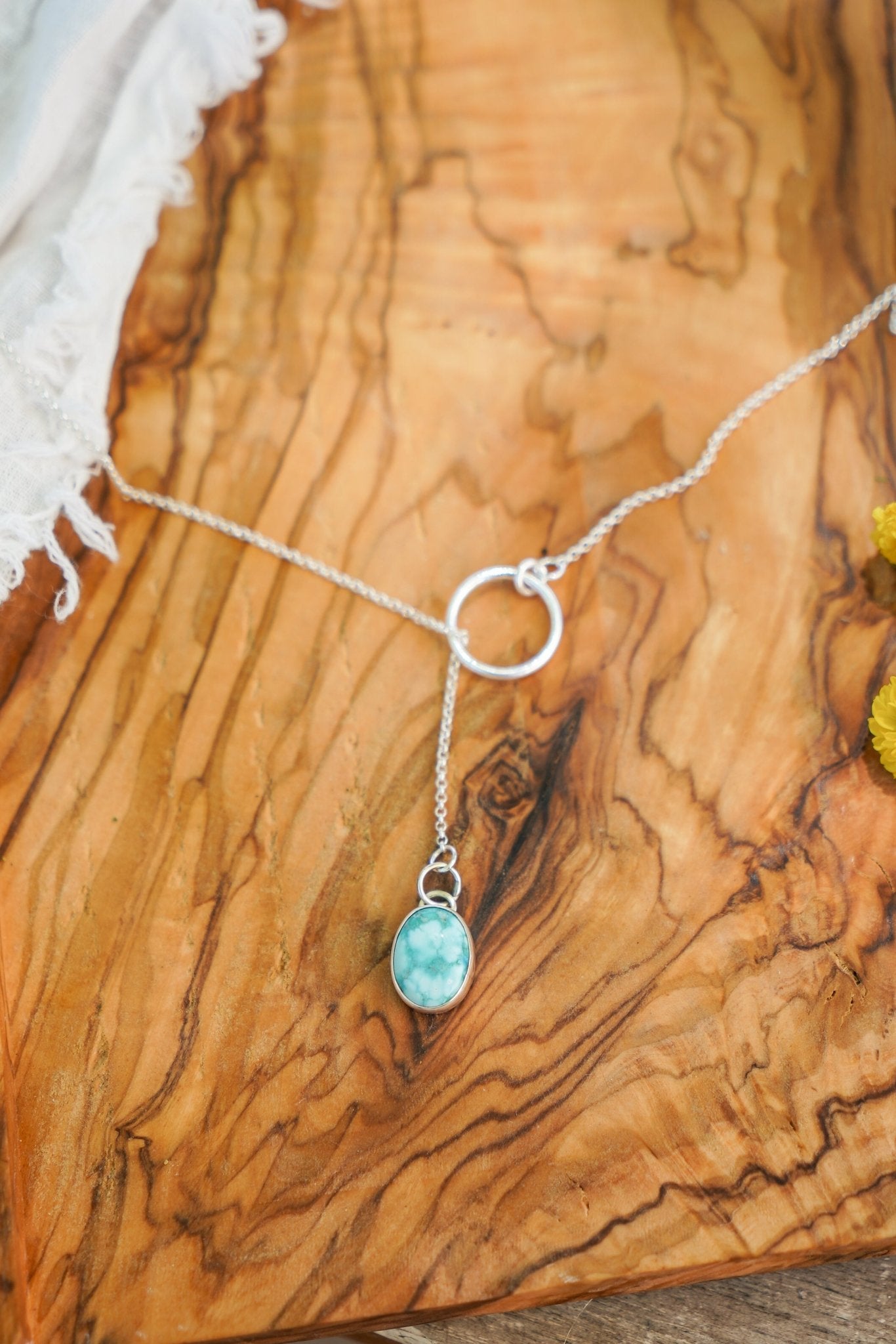 Dainty Lariat in Whitewater Turquoise - Golden Road Crafted