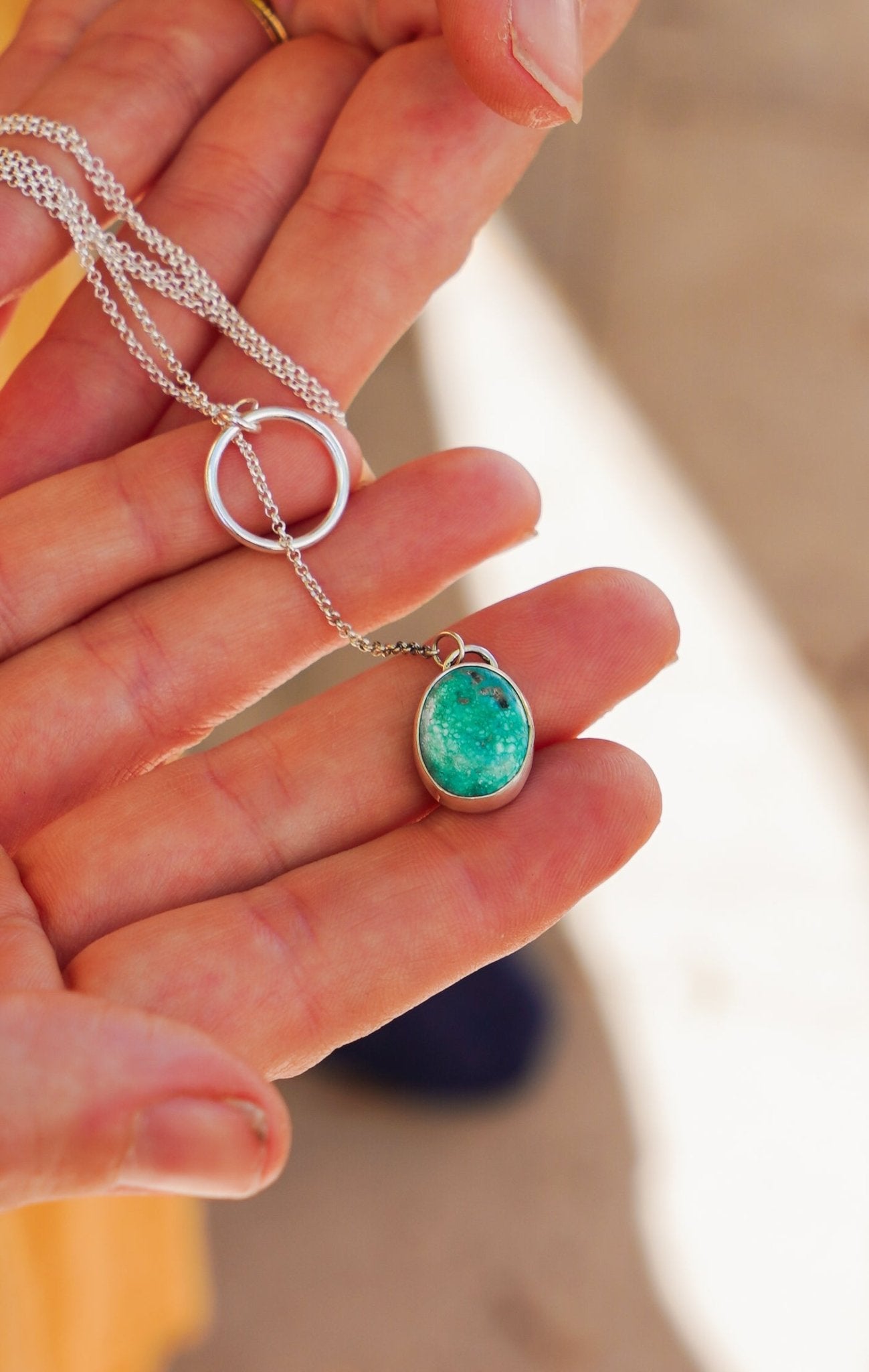 Dainty Lariat in Whitewater Turquoise - Golden Road Crafted