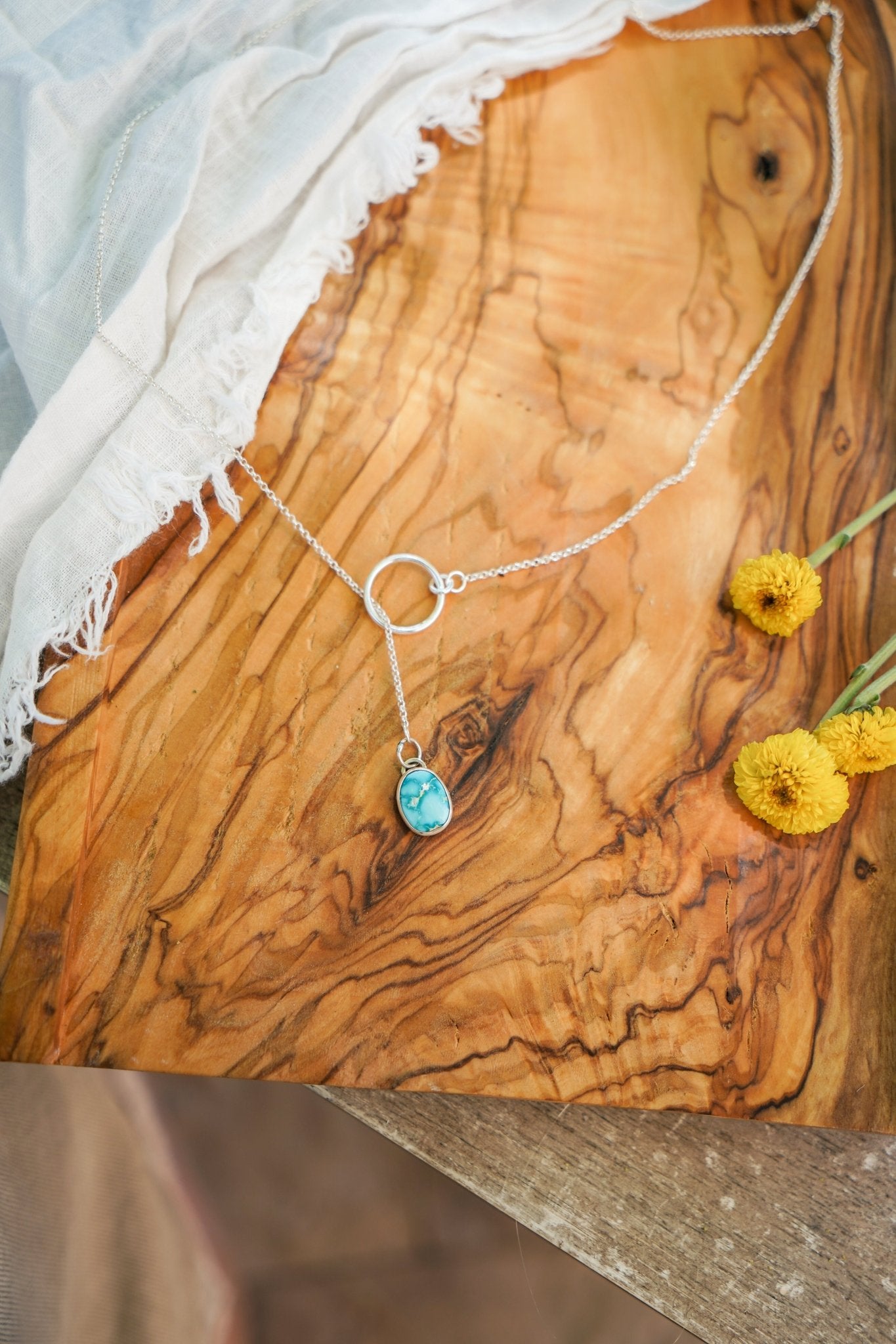 Dainty Lariat in Whitewater Turquoise - Golden Road Crafted