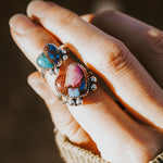 Dainty Pink Dahlia Heart Ring - Golden Road Crafted