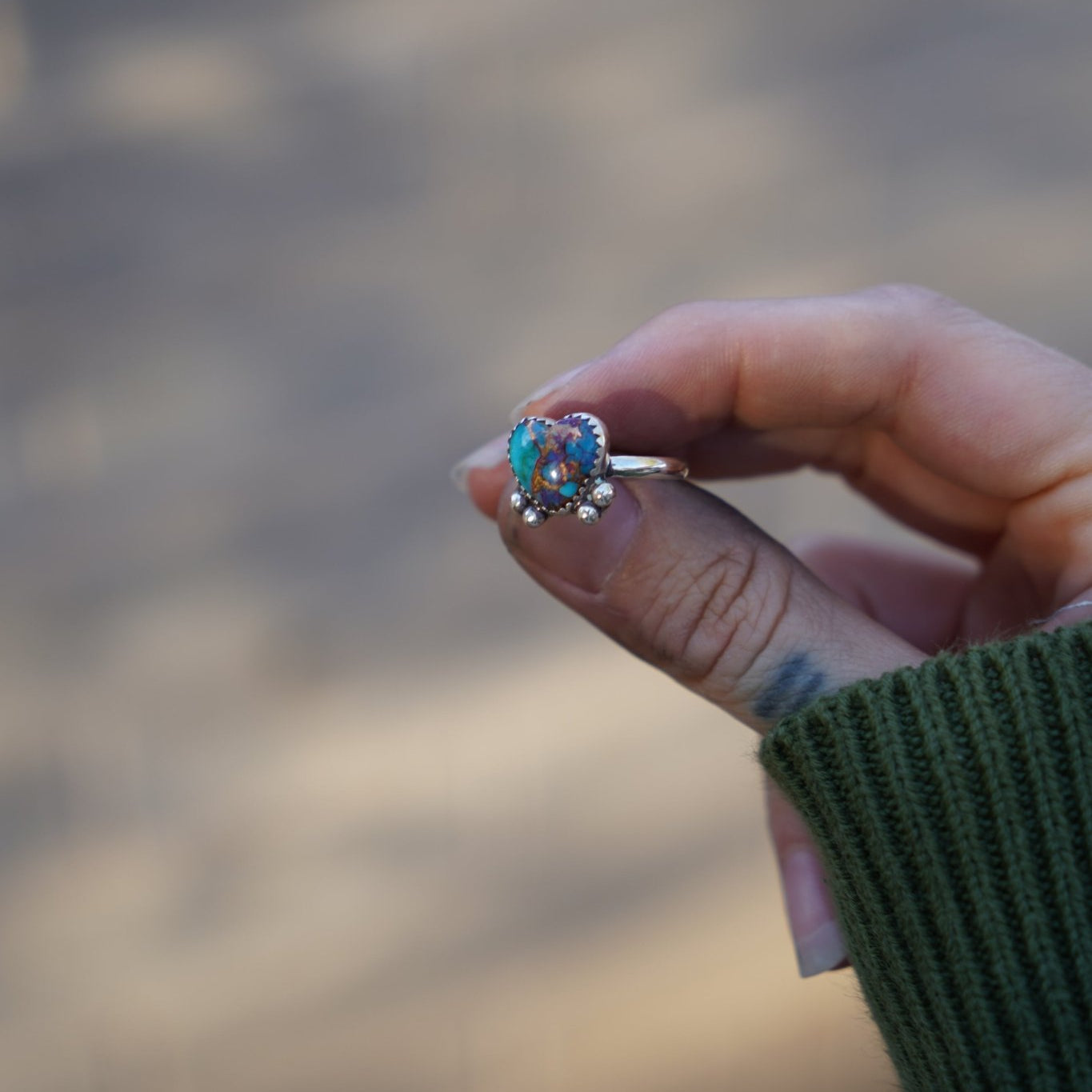 Dainty Pink Dahlia Heart Ring - Golden Road Crafted
