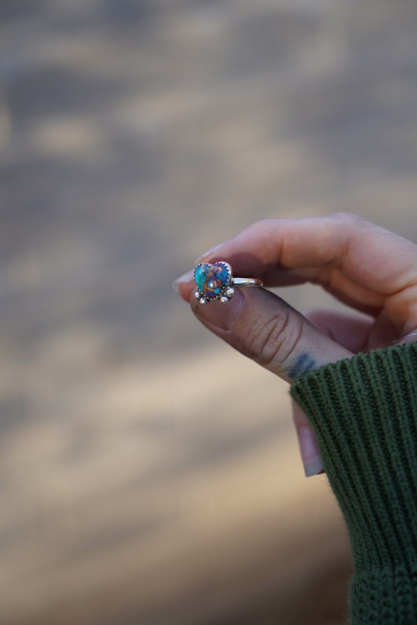 Dainty Pink Dahlia Heart Ring - Golden Road Crafted