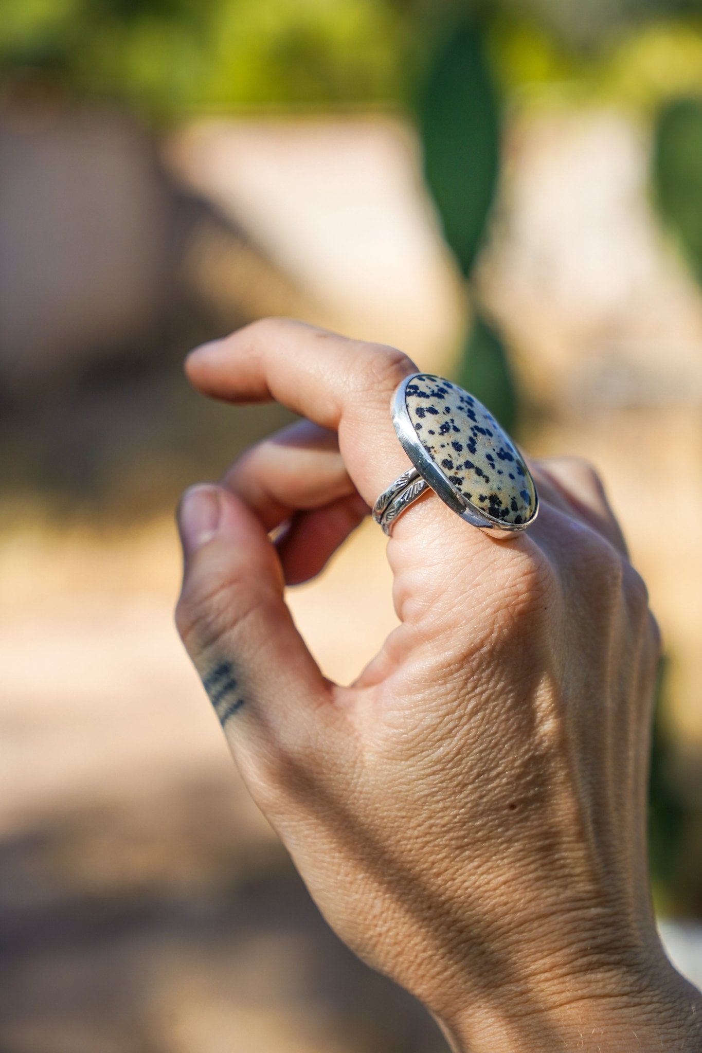 Dalmatian Jasper Ring (Size 9) - Golden Road Crafted