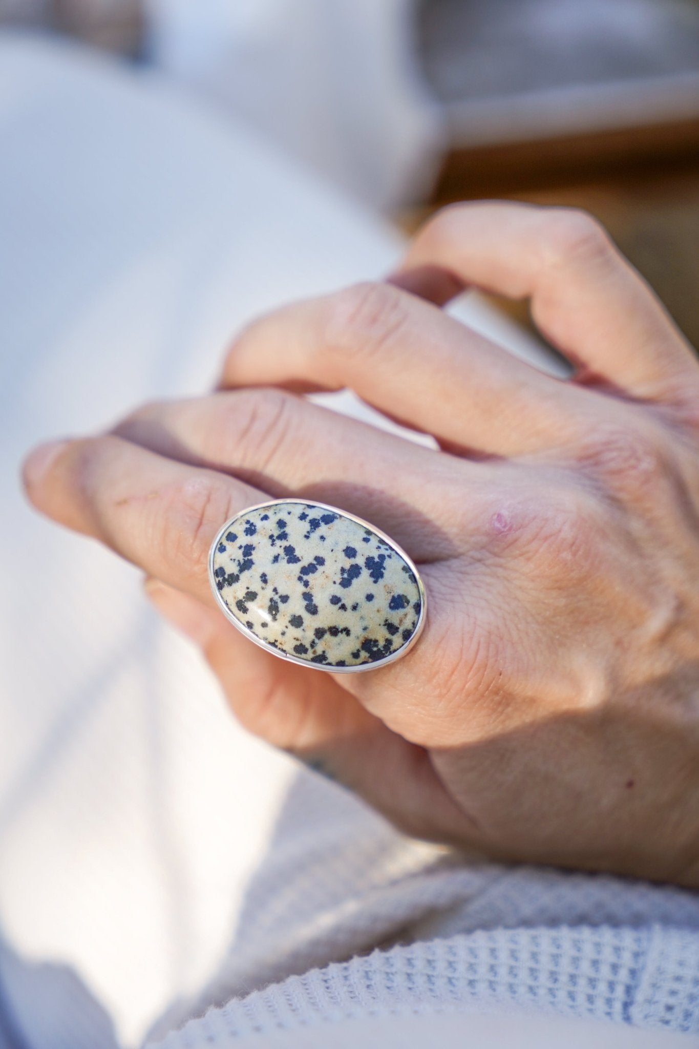 Dalmatian Jasper Ring (Size 9) - Golden Road Crafted