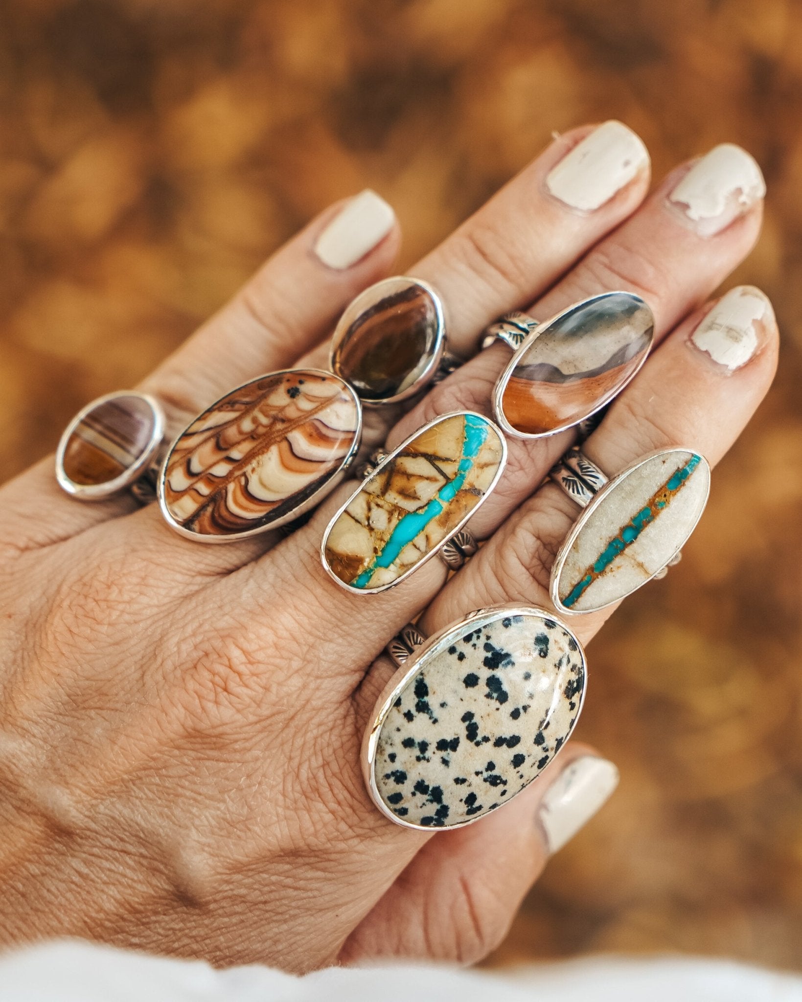 Dalmatian Jasper Ring (Size 9) - Golden Road Crafted
