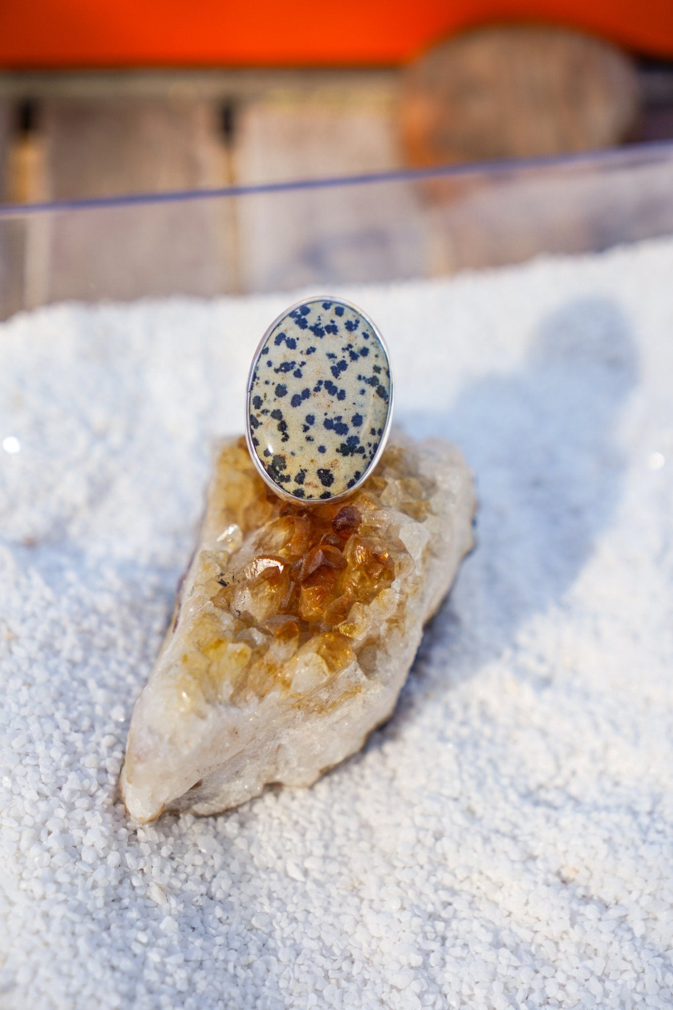 Dalmatian Jasper Ring (Size 9) - Golden Road Crafted
