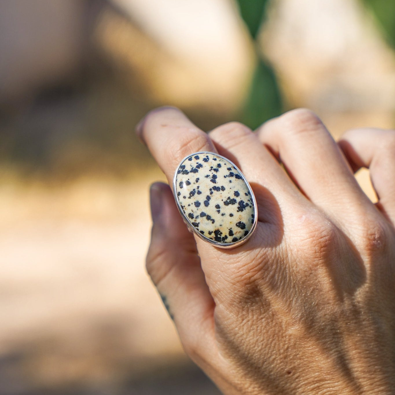 Dalmatian Jasper Ring (Size 9) - Golden Road Crafted