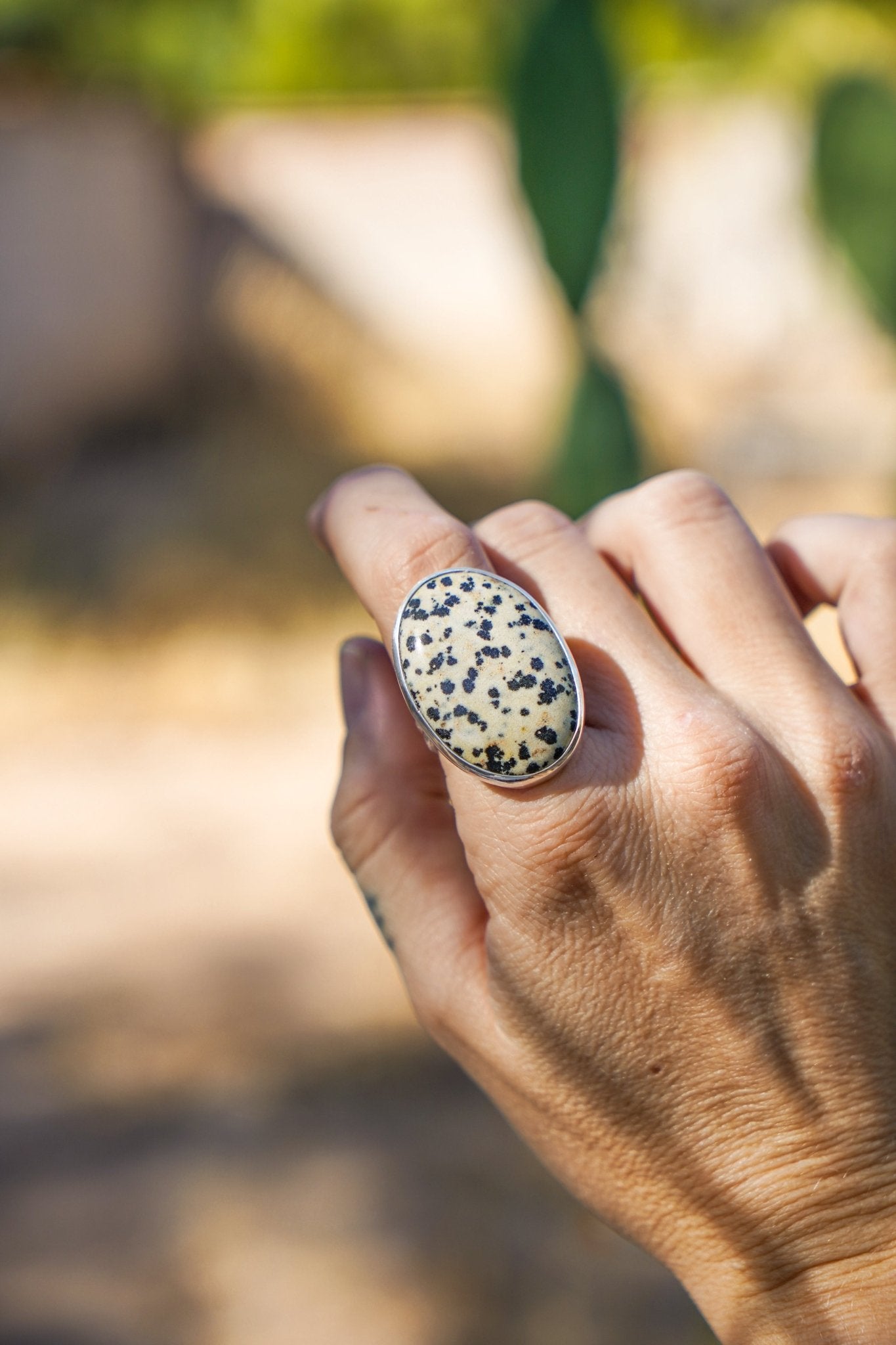 Dalmatian Jasper Ring (Size 9) - Golden Road Crafted