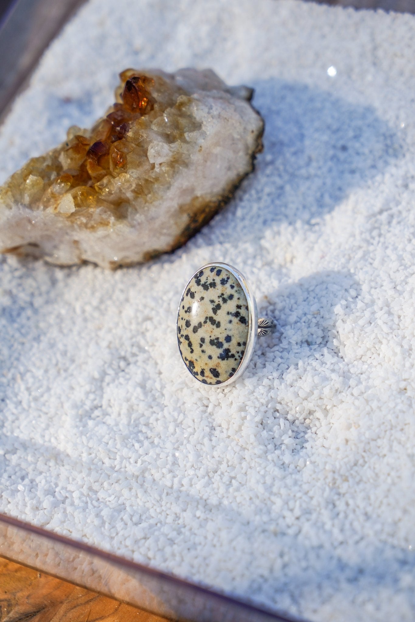 Dalmatian Jasper Ring (Size 9) - Golden Road Crafted